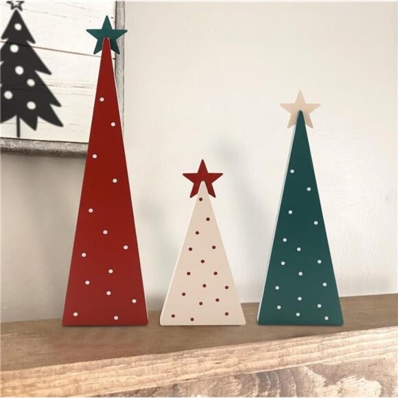 Christmas Decorations-Three Sizes Wooden Christmas Tree Sign with Star Decor - Picture 5 of 7